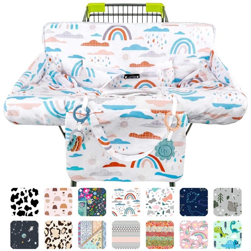Polovillae Shopping Cart Cover for Baby 2in1 High Chair Cover with Safety Harness Multifunctional Dinosaur Pattern Cart Covers for Babies Soft Padded Grocery Cart Cover for Baby Boy Girl - Image 2