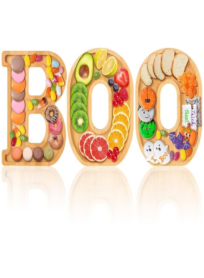 YLOLUL Christmas Boo Charcuterie Letters Bamboo Wood Charcuterie Christmas Board Letter Serving Tray Cheese Board Halloween Serving Tray Plates for Xmas Holiday Candy Cookie Home Party - Image 1