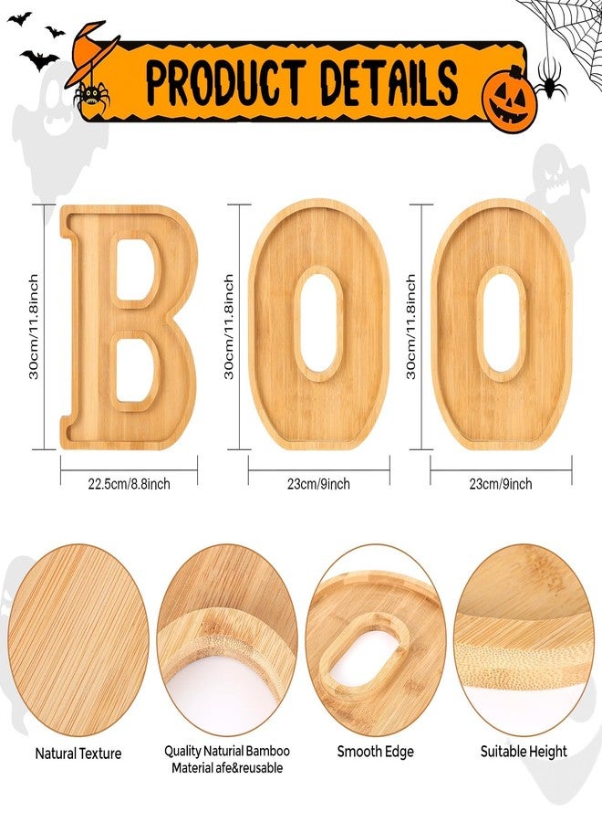 YLOLUL Christmas Boo Charcuterie Letters Bamboo Wood Charcuterie Christmas Board Letter Serving Tray Cheese Board Halloween Serving Tray Plates for Xmas Holiday Candy Cookie Home Party - Image 3
