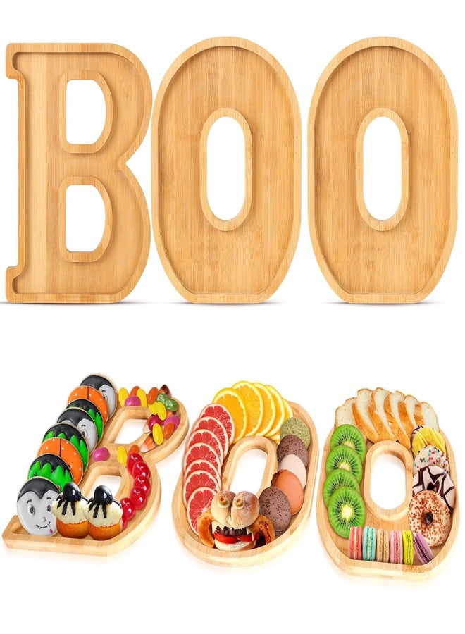 YLOLUL Christmas Boo Charcuterie Letters Bamboo Wood Charcuterie Christmas Board Letter Serving Tray Cheese Board Halloween Serving Tray Plates for Xmas Holiday Candy Cookie Home Party - Image 2
