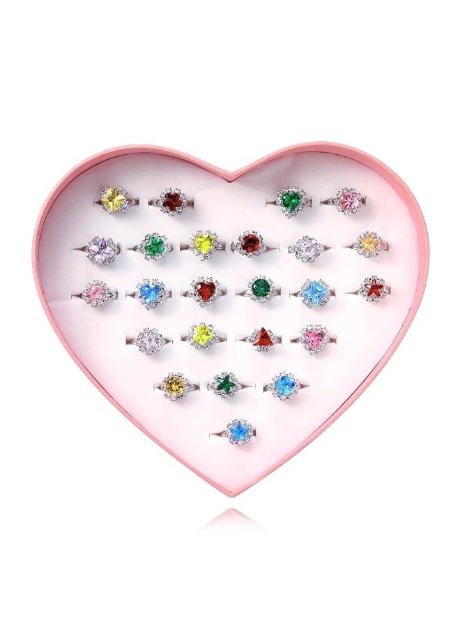 PinkSheep Jewel Rings for Kids 24pc Adjustable No duplication Girl Pretend Play and Dress Up Rings - Image 2