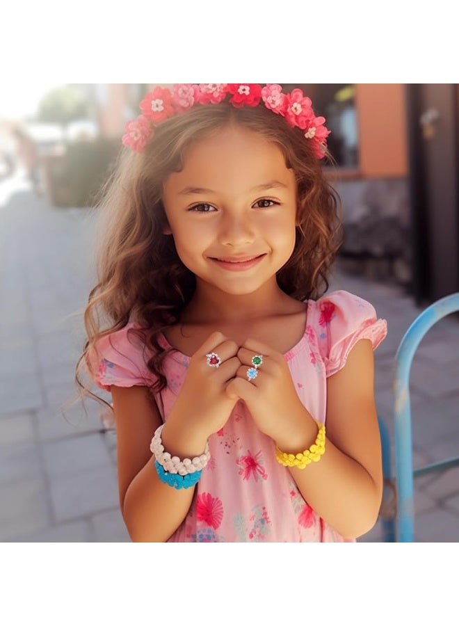 PinkSheep Jewel Rings for Kids 24pc Adjustable No duplication Girl Pretend Play and Dress Up Rings - Image 5