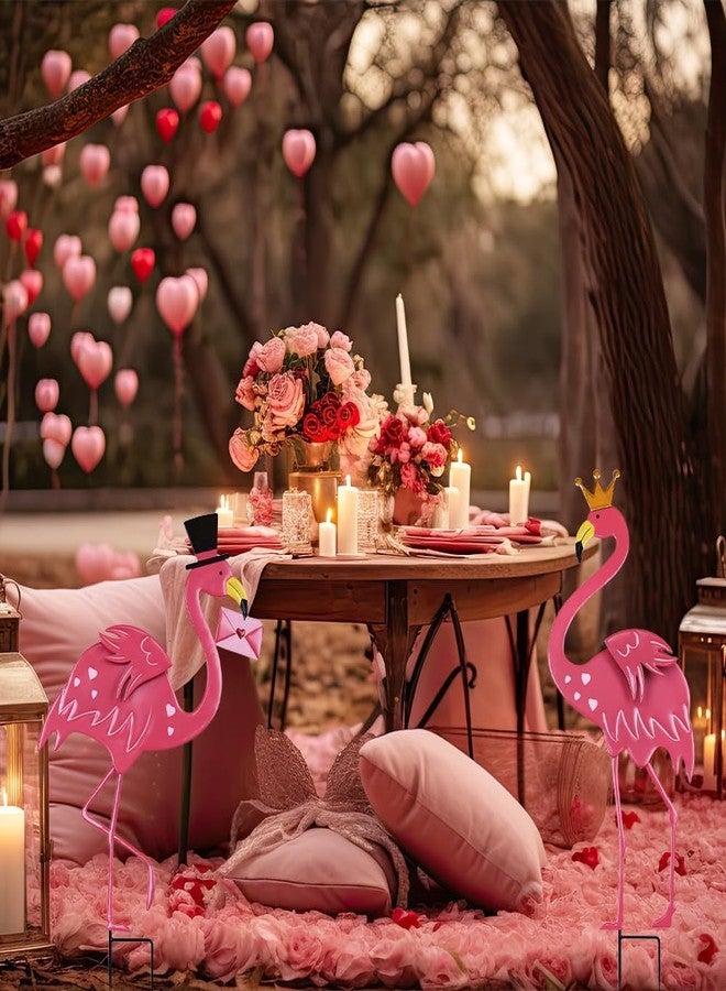 hogardeck Valentines Day Decorations Outdoor, 2 PCs Metal Flamingos Decorative Garden Stakes for Valentines Day Decor, Yard Sign for Home Outside Lawn Porch Anniversary Wedding Party - Image 5