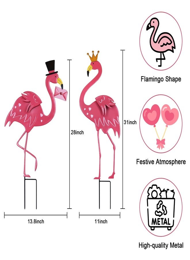 hogardeck Valentines Day Decorations Outdoor, 2 PCs Metal Flamingos Decorative Garden Stakes for Valentines Day Decor, Yard Sign for Home Outside Lawn Porch Anniversary Wedding Party - Image 2