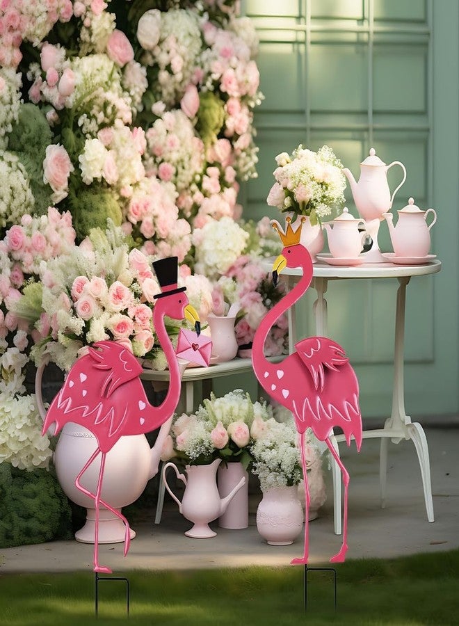hogardeck Valentines Day Decorations Outdoor, 2 PCs Metal Flamingos Decorative Garden Stakes for Valentines Day Decor, Yard Sign for Home Outside Lawn Porch Anniversary Wedding Party - Image 4
