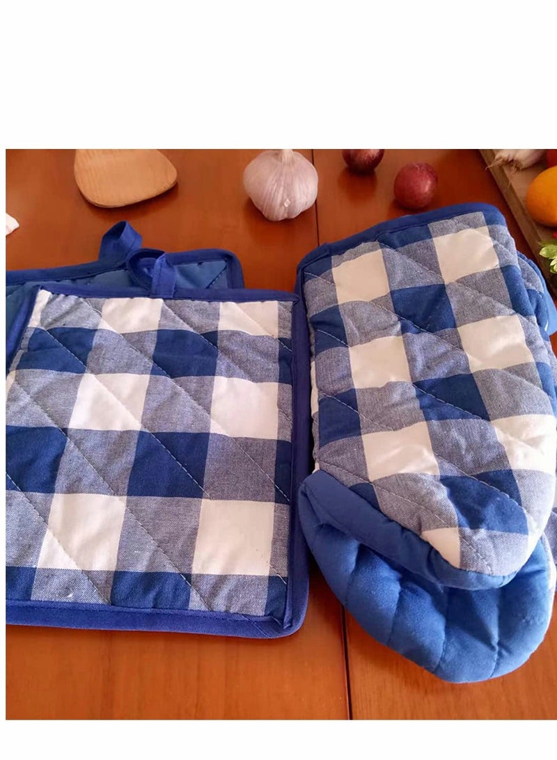 Y&D Cotton Oven Mitts and Pot Holder Sets Heat-Resistant gloves Mats for Cooking Grills Ovens Reusable Glove Suit Suitable Kitchen Restaurant  - Image 5