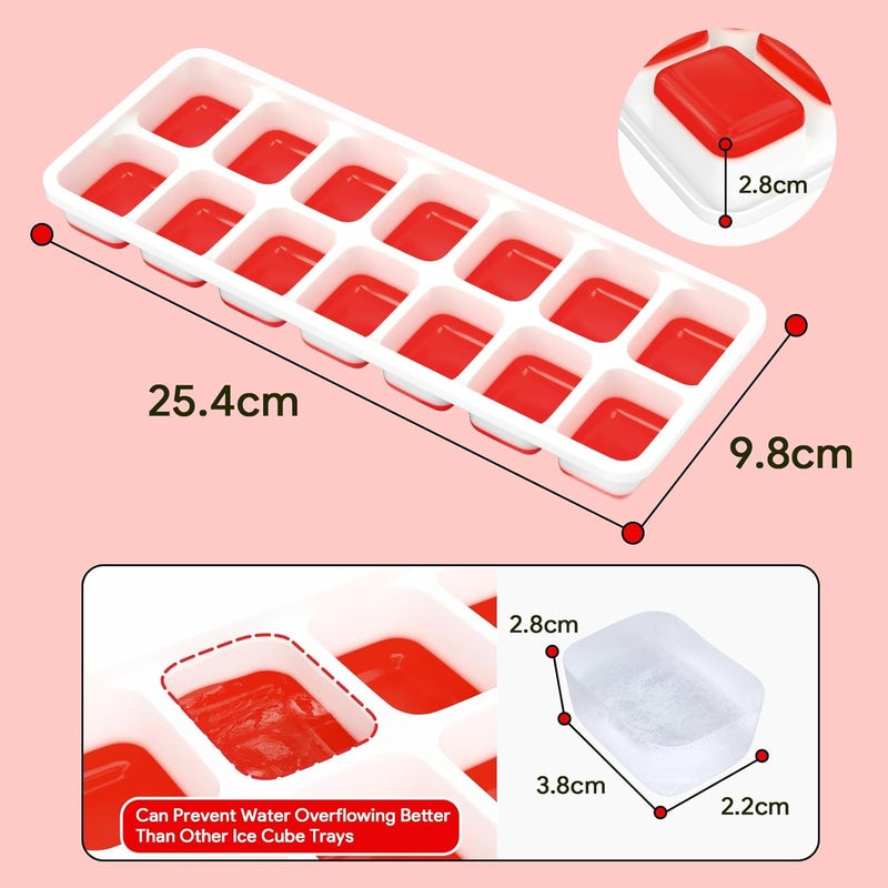 Airabc Ice Cube Trays 4 Pack, Silicone Ice Cube Trays with Removable Lid, Easy-Release Flexible 14-cube Ice Trays, LFGB Certified and BPA Free, Stackable Ice Trays with Covers for Cocktail, Freezer - Image 4