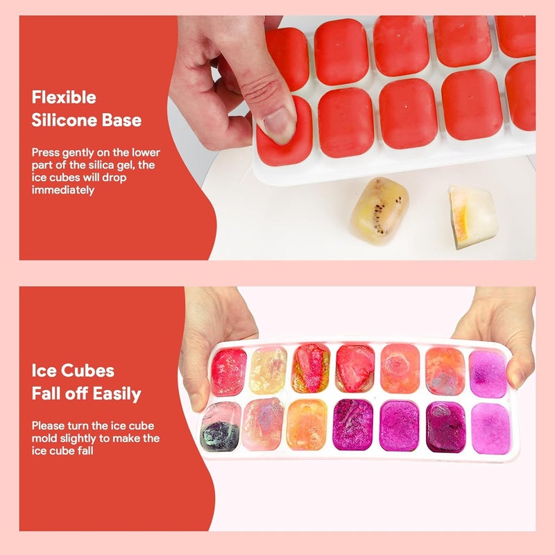 Airabc Ice Cube Trays 4 Pack, Silicone Ice Cube Trays with Removable Lid, Easy-Release Flexible 14-cube Ice Trays, LFGB Certified and BPA Free, Stackable Ice Trays with Covers for Cocktail, Freezer - Image 5