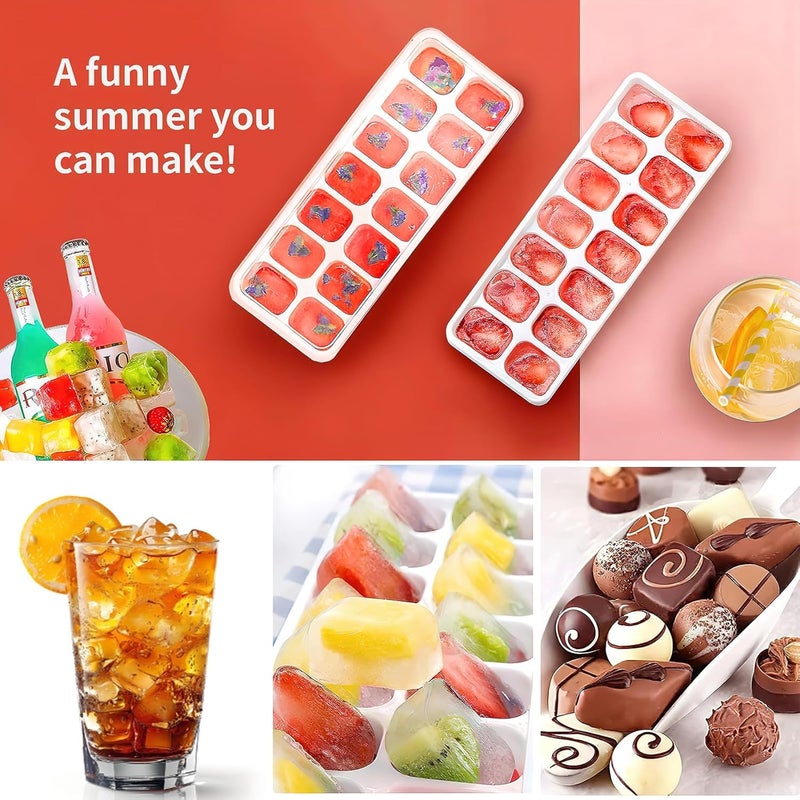 Airabc Ice Cube Trays 4 Pack, Silicone Ice Cube Trays with Removable Lid, Easy-Release Flexible 14-cube Ice Trays, LFGB Certified and BPA Free, Stackable Ice Trays with Covers for Cocktail, Freezer - Image 2