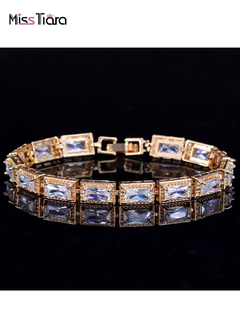 MissTiara Gold Plated with AAA Grade Zircon Bracelet 17.5cm+2.5cm extension  - Image 1