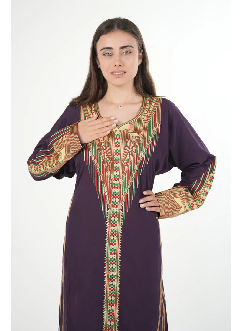 AL BENT AL SHARQIEH printed round neck jalabiya dress