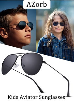 Kids Aviator Sunglasses for Boys Girls Polarized Childrens Sun Glasses Metal Frame with UV400 Protection Age 4-12 Sunglasses