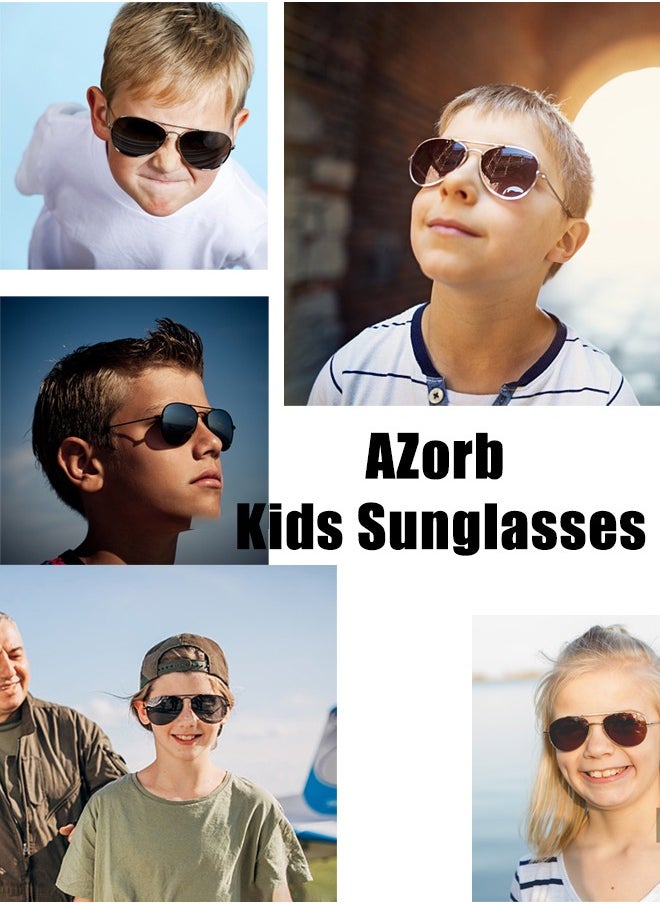 AZorb - Kids Aviator Sunglasses for Boys Girls Polarized Childrens Sun Glasses Metal Frame with UV400 Protection Age 4-12 Sunglasses - Image 1
