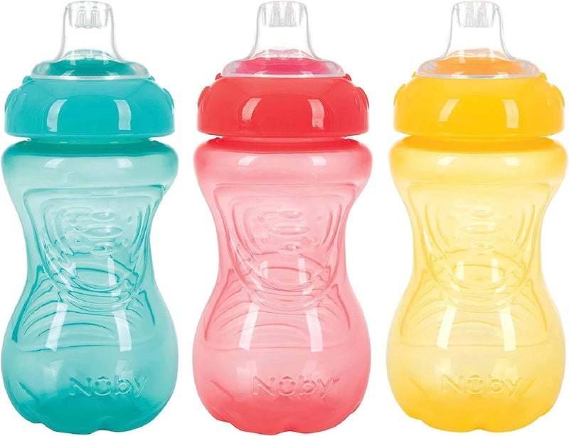 Nuby No-Spill Easy Grip Cup, 10 Ounce 3 pack - Colors May Vary - Image 1
