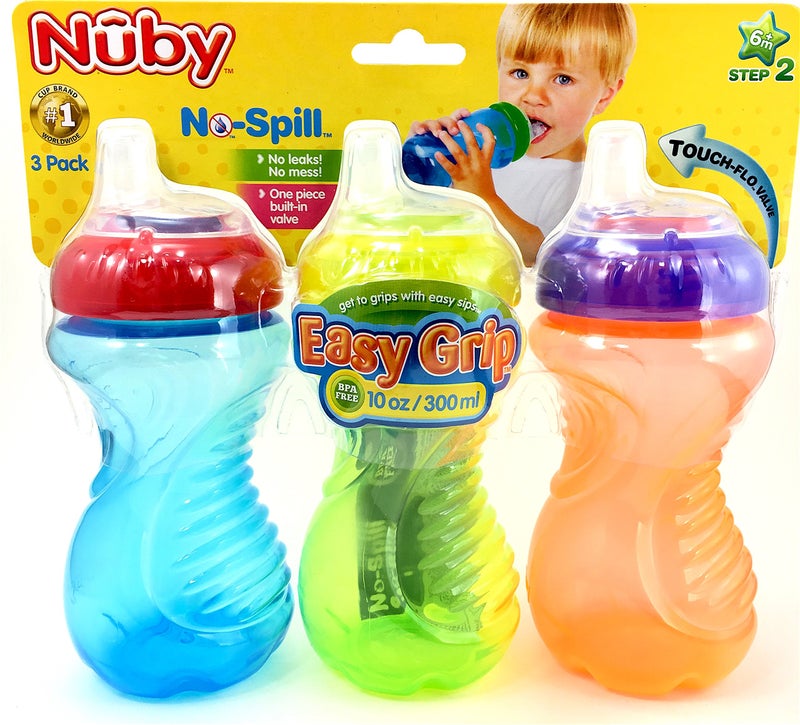 Nuby No-Spill Easy Grip Cup, 10 Ounce 3 pack - Colors May Vary - Image 3
