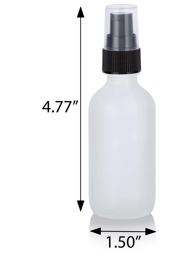 JUVITUS 2 Oz Frosted Clear Glass Boston Round Bottle With Black Treatment Pump (12 Pack) + Funnel Bpa Free Refillable Empty Storage Containers - Image 2