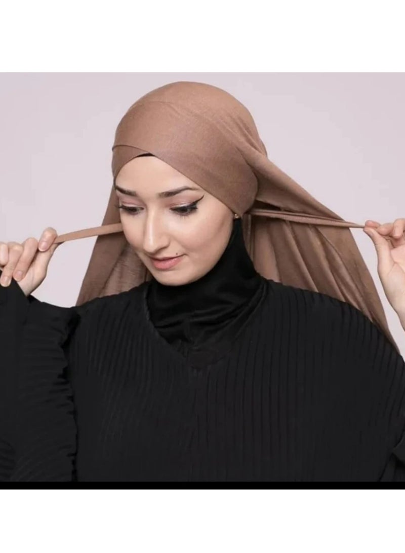 Latest Women's Cross-Tie Hijab Scarf, Islamic Head Cover, Comfortable Long Hijab (Black)  - Image 3