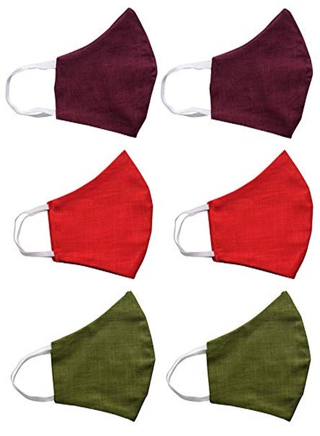 KUNDAN Pure Cotton Reusable Washable Anti Pollution 3 Layer Face Mask (Pack Of 6 Mask) - Image 1