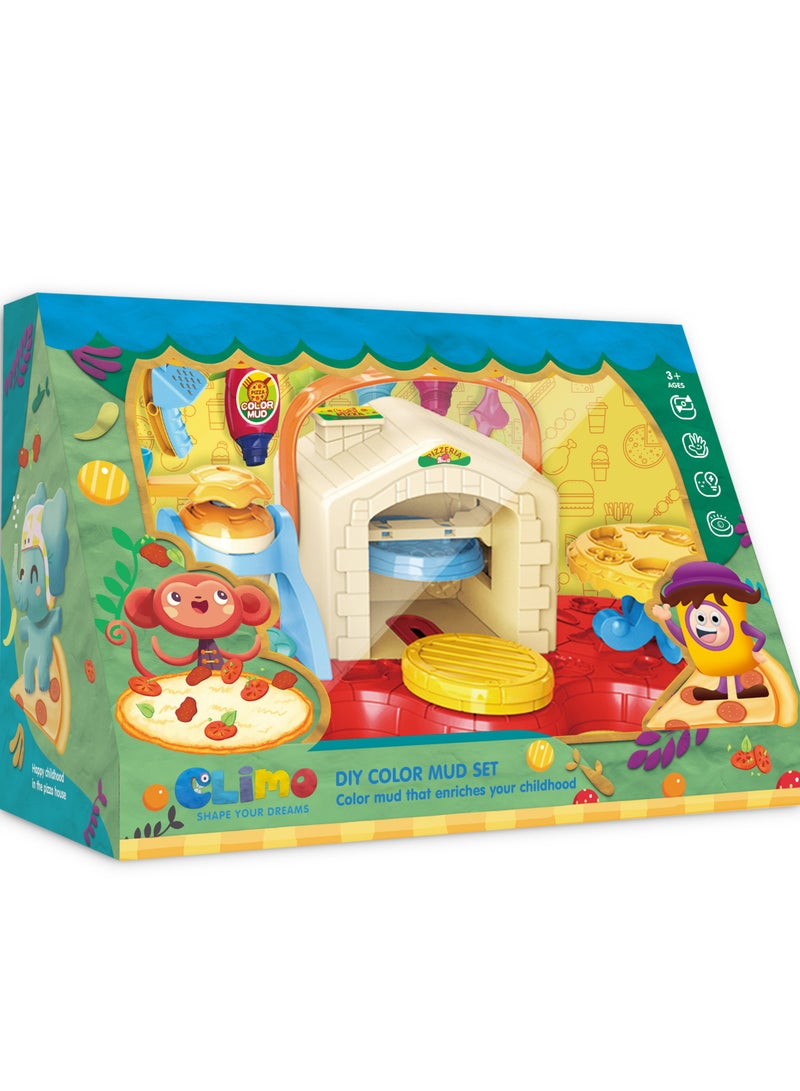 كلايمو - مجموعة لعب بيت البيتزا بالصلصال الملون | لعبة فرن البيتزا الإبداعية للأطفال - Image 1