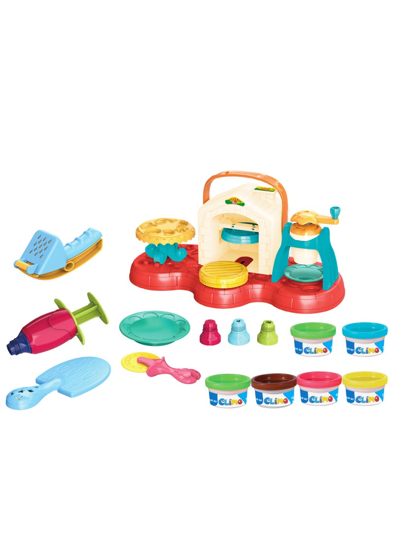 كلايمو - مجموعة لعب بيت البيتزا بالصلصال الملون | لعبة فرن البيتزا الإبداعية للأطفال - Image 2