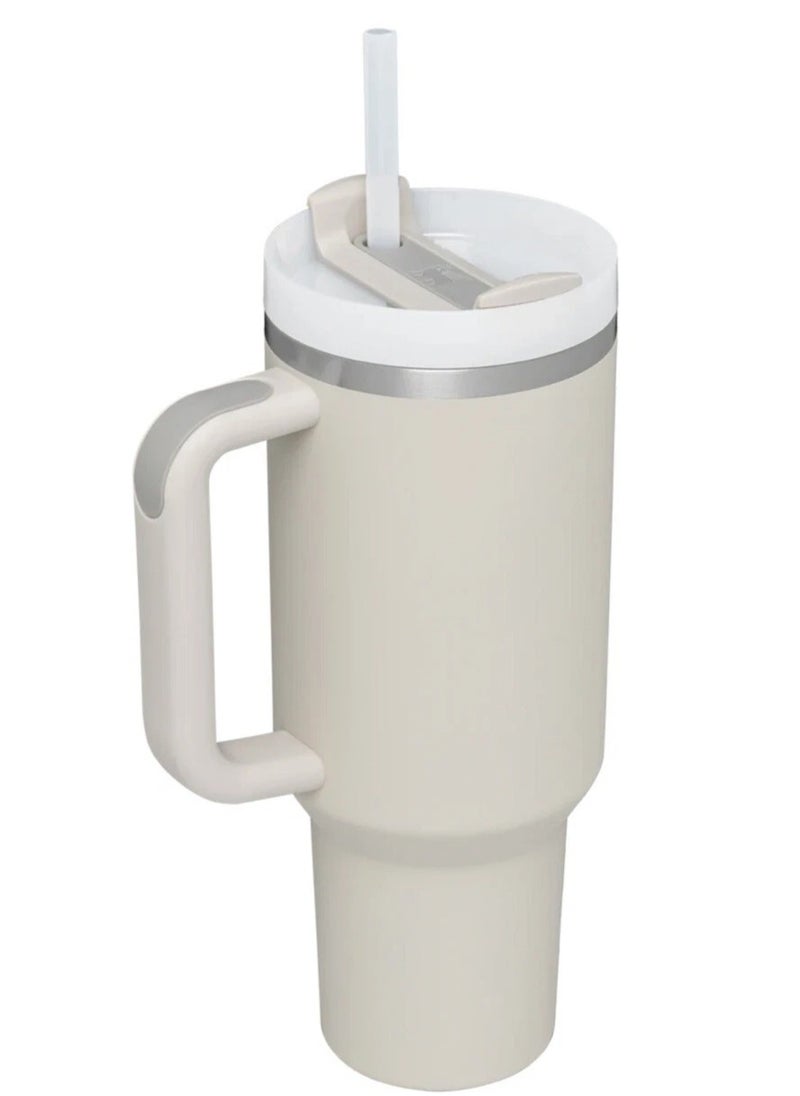 Stanley Stanley Quencher H2.0 FlowState Stainless Steel Vacuum Insulated Tumbler with Lid and Straw for Water, Iced Tea or Coffee, Smoothie and More Ivory - 40oz  - Image 3