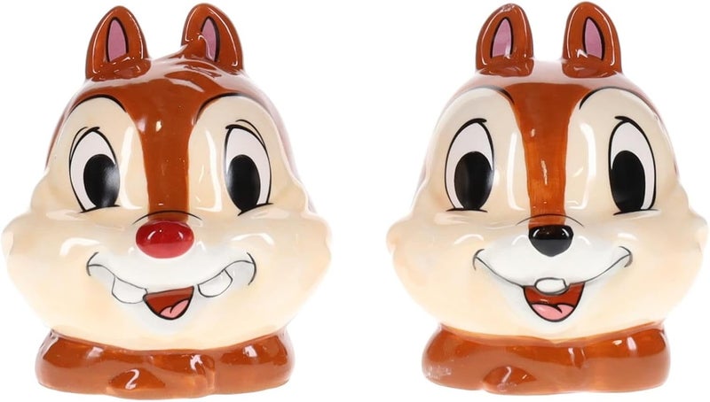 Silver Buffalo Disney Chip 'n' Dale Ceramic Salt and Pepper Shakers, Set of 2 | Spice Dispenser Storage Canisters - Image 1