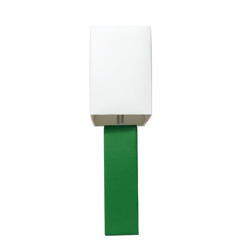 Elegant Designs LT1025-GRN Modern Genuine Leather Table Lamp with White Fabric Shade, Green (Pack of 1) - Image 2