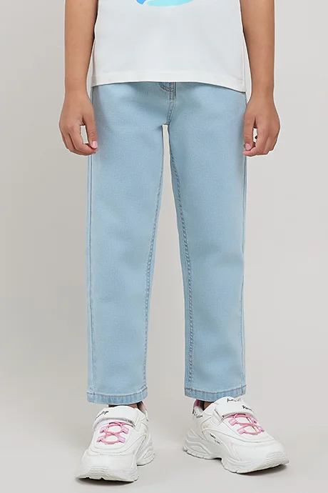 R&B Washed Straight Fit Jeans with Button Closure