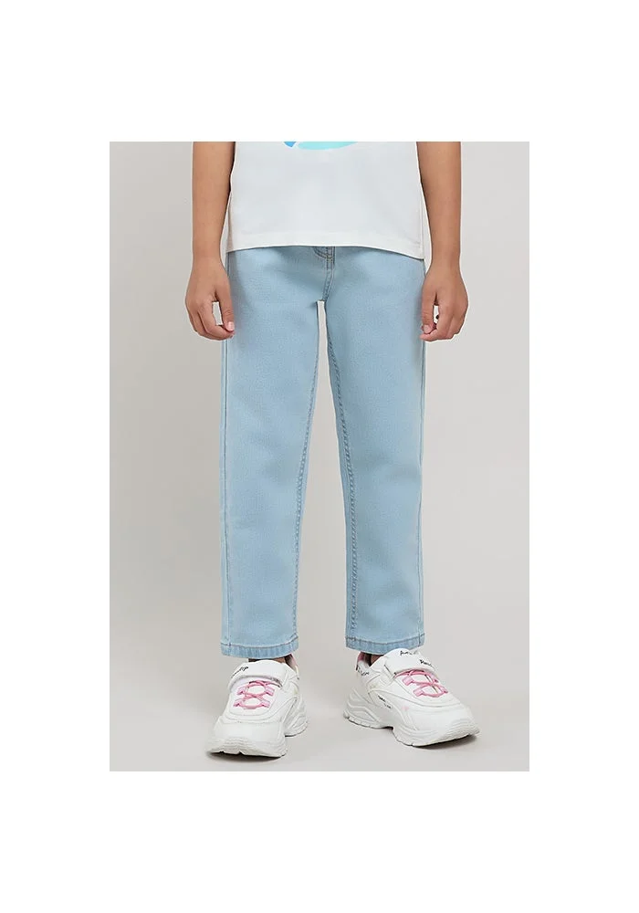 R&b Washed Straight Fit Jeans with Button Closure