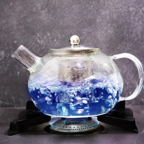 BLUE TEA - Round Glass Teapot Kettle with Stainless Steel Infuser & Lid - 1000ml || Heat Resistant Glass || Perfect Brew || Perfect for Tea, Coffee and More | Stovetop Safe | Featured in Shark Tank - Image 2