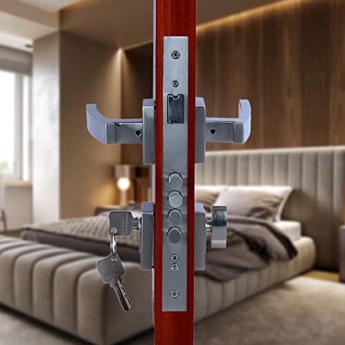 Crust Mika Premium Rose Mortise Door Lock Handle Set/Mortise Lock with Brass Lock Body and 60 mm Brass Cylinder Set with 3 Brass Computer Keys (ONE Side Key) - Image 3