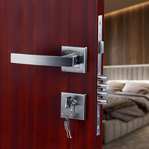 Crust Mika Premium Rose Mortise Door Lock Handle Set/Mortise Lock with Brass Lock Body and 60 mm Brass Cylinder Set with 3 Brass Computer Keys (ONE Side Key) - Image 1