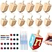 Realspring 24 Sets Hanukkah Wooden Dreidel Craft Kit Craft and Art Painting Kit Design Your Own Wooden Dreidels with Paint and Brush DIY Natural Wood Dreidels for Hanukkah Family Decor Party Gift - Image 2