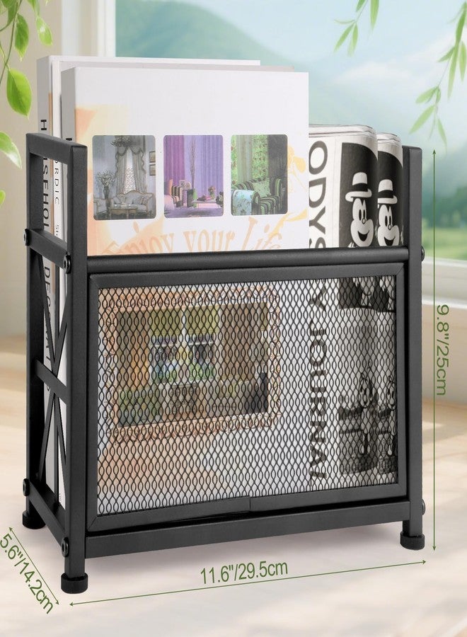 OFIDELITY Black Magazine Holder, Metal Magazine Rack Floor, Mesh Magazine File Holder, Magazine Storage Basket, Magazine Holders for Classroom，Magazine Stand for Desk, Folder Organizer Bin for Books - Image 3