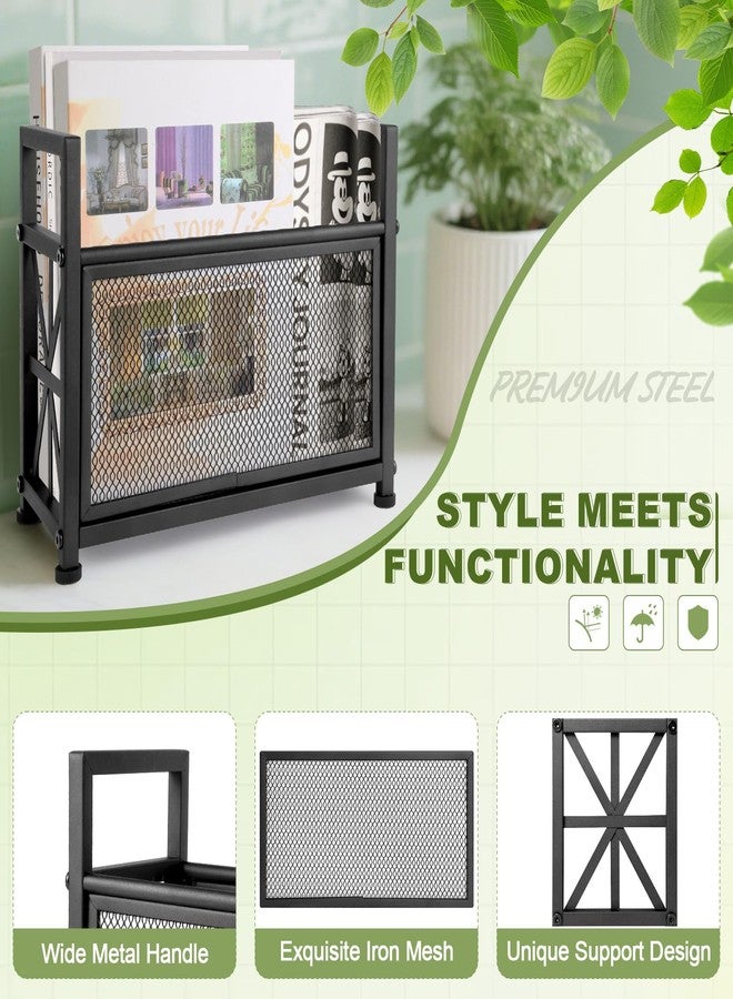 OFIDELITY Black Magazine Holder, Metal Magazine Rack Floor, Mesh Magazine File Holder, Magazine Storage Basket, Magazine Holders for Classroom，Magazine Stand for Desk, Folder Organizer Bin for Books - Image 4