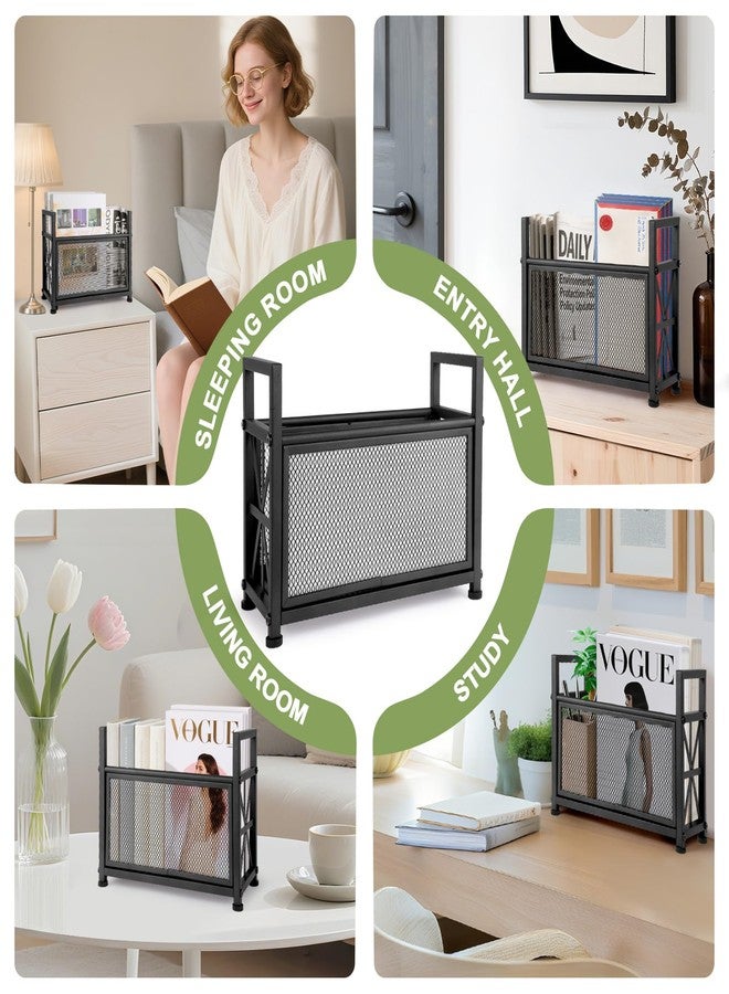 OFIDELITY Black Magazine Holder, Metal Magazine Rack Floor, Mesh Magazine File Holder, Magazine Storage Basket, Magazine Holders for Classroom，Magazine Stand for Desk, Folder Organizer Bin for Books - Image 5