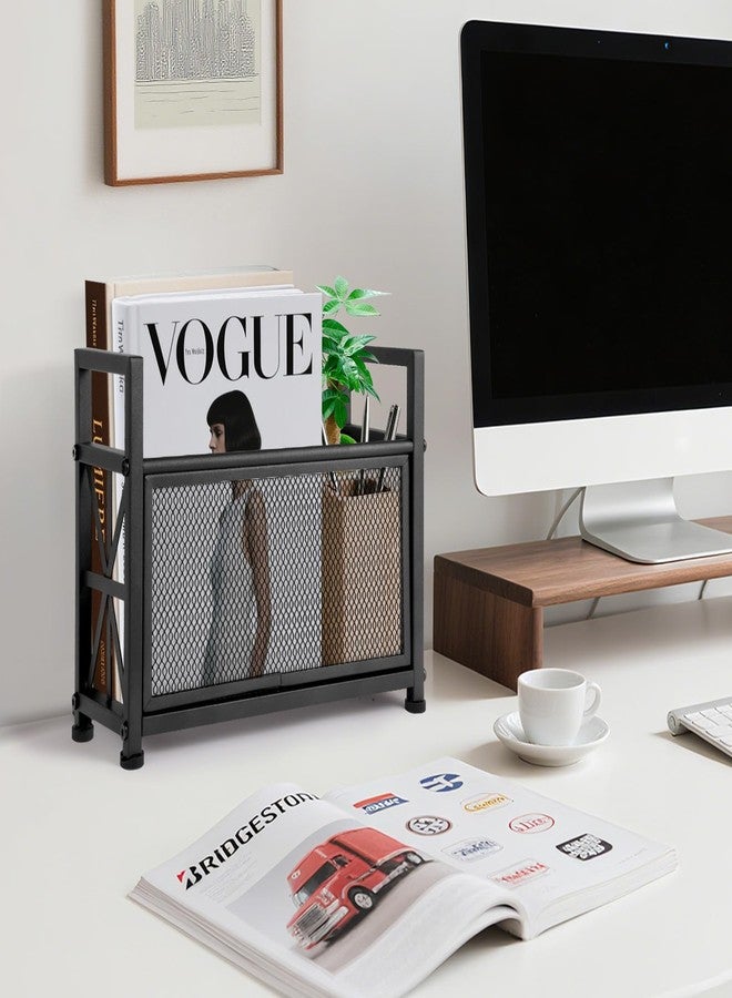 OFIDELITY Black Magazine Holder, Metal Magazine Rack Floor, Mesh Magazine File Holder, Magazine Storage Basket, Magazine Holders for Classroom，Magazine Stand for Desk, Folder Organizer Bin for Books - Image 2