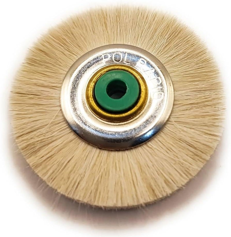 Soft white bristle hair Brush 48mm 3pc Wheel with Metal Nylon Hub Suitable for small jewellery cleaning detail brushpack of 3  - Image 1