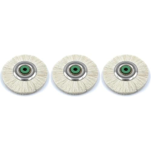 Soft white bristle hair Brush 48mm 3pc Wheel with Metal Nylon Hub Suitable for small jewellery cleaning detail brushpack of 3  - Image 2