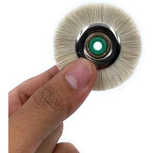 Soft white bristle hair Brush 48mm 3pc Wheel with Metal Nylon Hub Suitable for small jewellery cleaning detail brushpack of 3  - Image 3