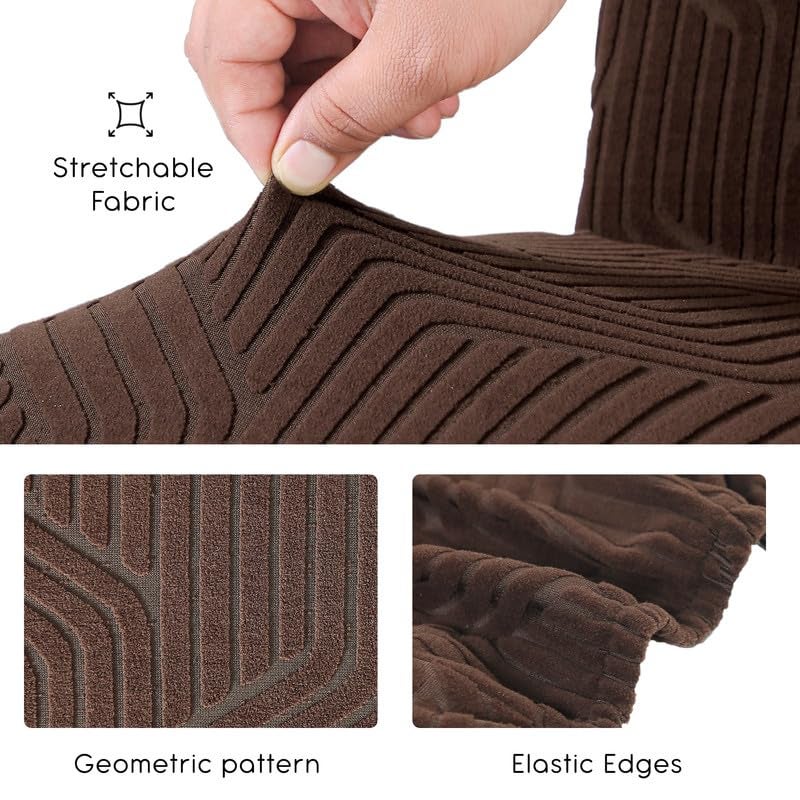Yellow Weaves Elastic Stretchable Dining Chair Covers, Removable Washable Elastic Self Jacquard Dining Chair Covers (Set of 6, Coffee) - Image 4