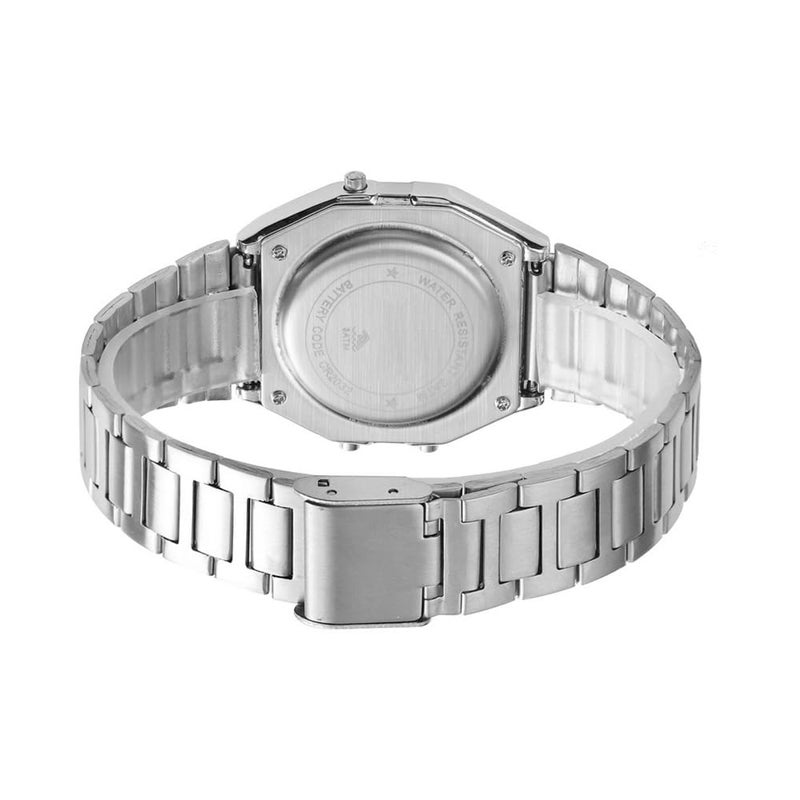 VIGOROSO Men Lady Vintage Retro Gold Stainless Steel Digital Casual Watch Alarm Stopwatch(Silver) - Image 5