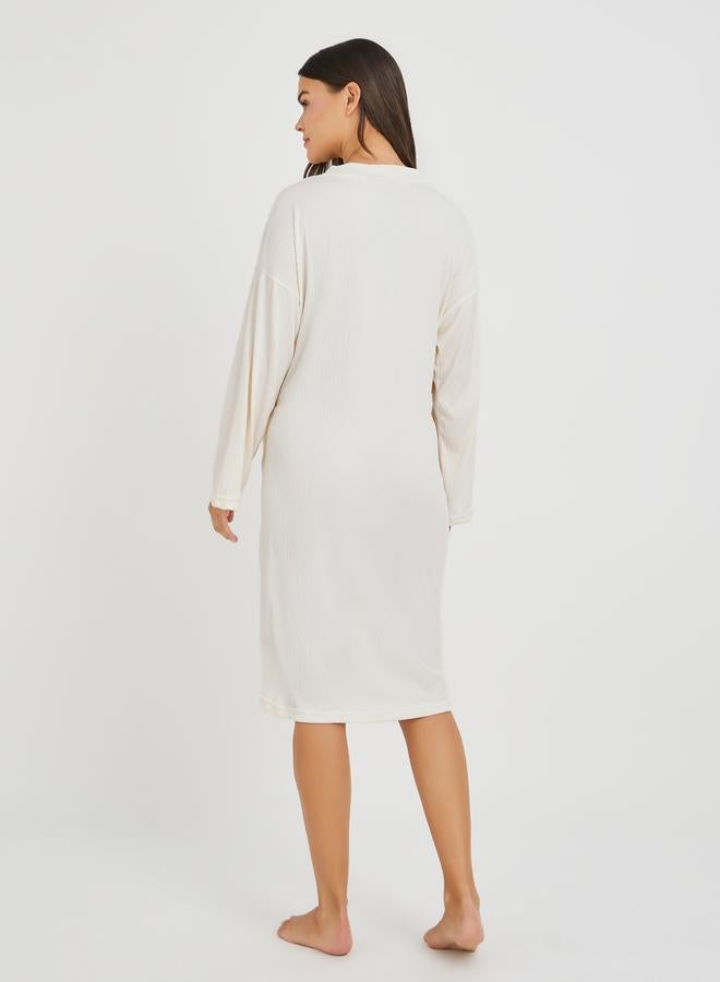 ستايلي روب مطرز بياقة على شكل حرف  بطول الركبة - Image 4