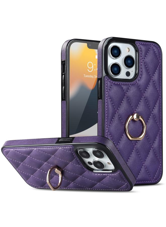 Zaboon Case For iPhone 12 Pro Max Rhombic PU Leather Phone Case with Ring Holder - Image 1