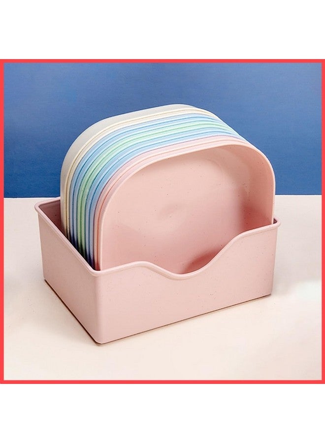wolpin Square Plastic Dinner Plate Set (Set of 10 Pcs) Colorful Snacks Plate/Breakfast Plate with Stand - Image 1