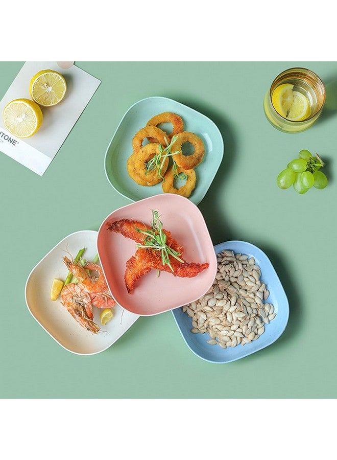wolpin Square Plastic Dinner Plate Set (Set of 10 Pcs) Colorful Snacks Plate/Breakfast Plate with Stand - Image 3