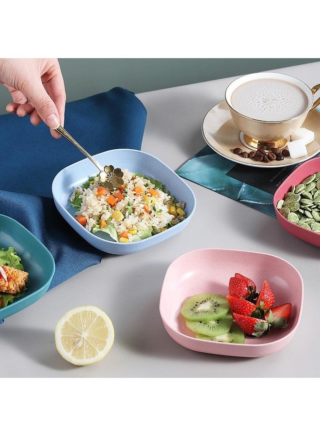 wolpin Square Plastic Dinner Plate Set (Set of 10 Pcs) Colorful Snacks Plate/Breakfast Plate with Stand - Image 2