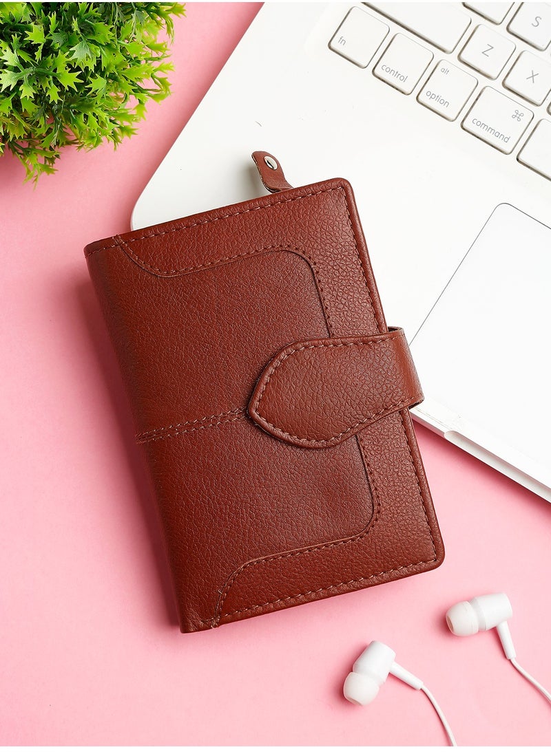 TEAKWOOD Genuine  Leather Two Fold with 8 Card Holder and Coin Pocket Women Wallet  - Image 1