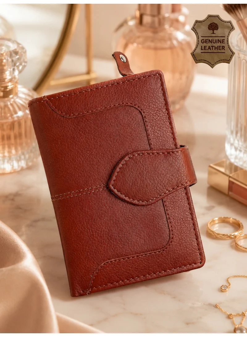 Teakwood Genuine Leather Bi-Fold Wallet for Women | Red Wallet | Button Closure | 2 Main Compartments | 7 Card Slots | 1 ID Window | 2 Slip Pockets | Zip Coin Pocket | Premium Lightweight Durable Wallet