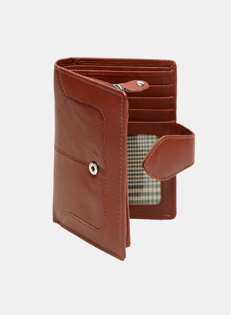 TEAKWOOD red Teakwood Genuine Leather Bi-Fold Wallet for Women | Red Wallet | Button Closure | 2 Main Compartments | 7 Card Slots | 1 ID Window | 2 Slip Pockets | Zip Coin Pocket | Premium Lightweight Durable Wallet for Women | Best Price UAE